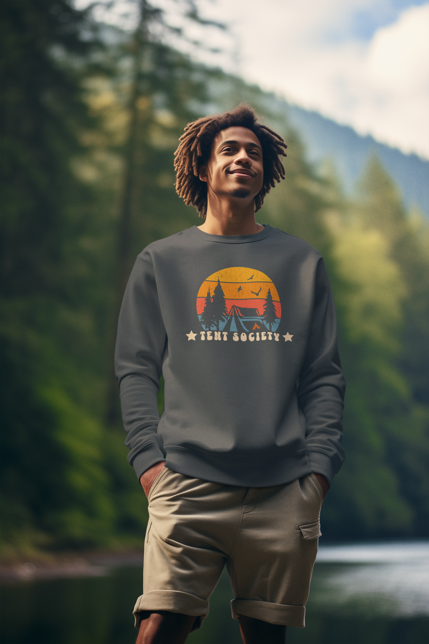 Tent Society Retro Sunset Tent Camping Unisex Sweatshirt