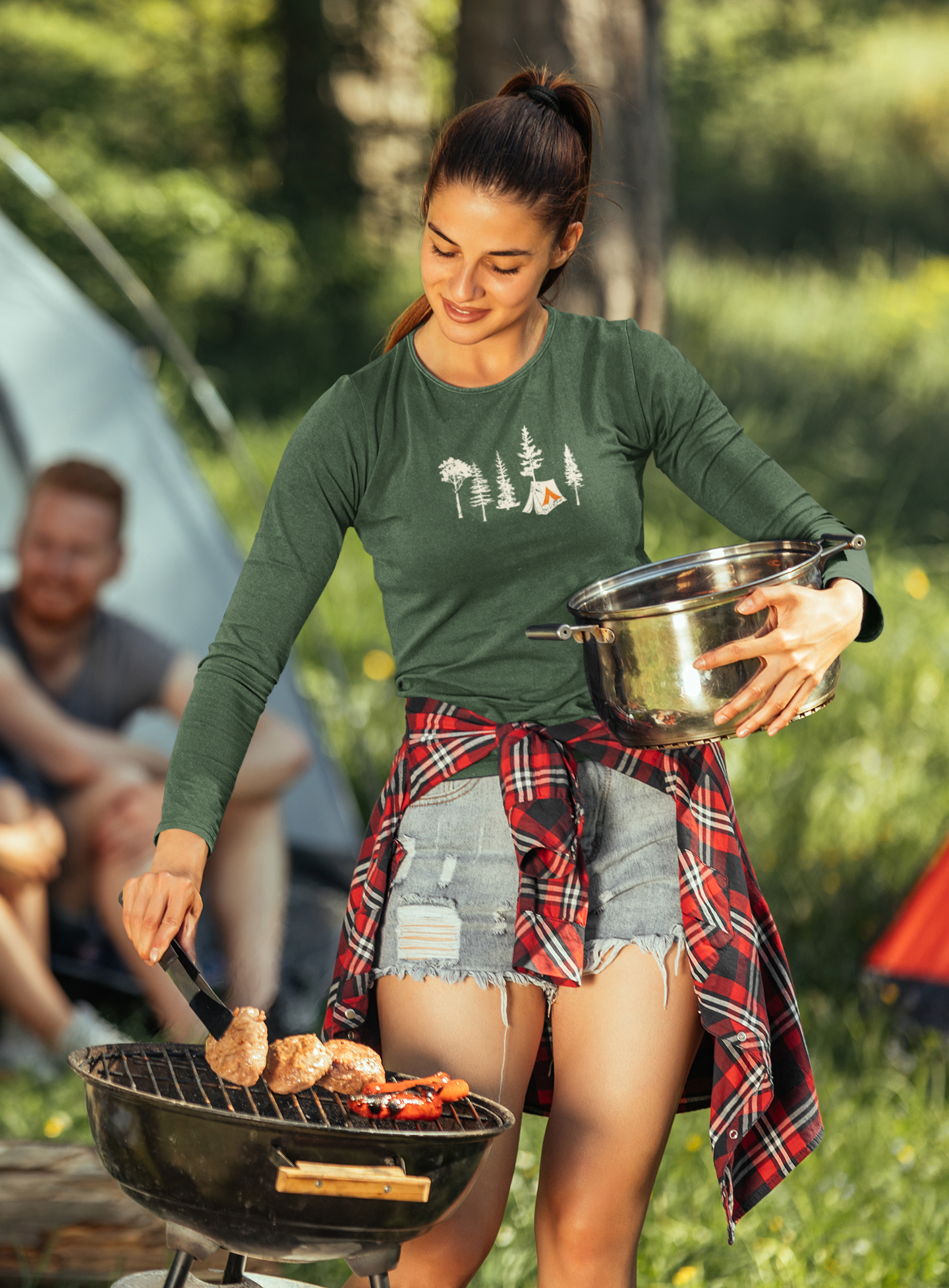 Tent Society Forest with Tent Unisex Long Sleeve Tee