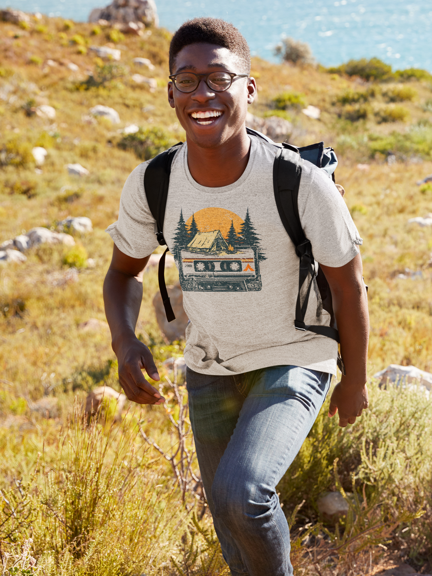 Tent Society Retro Tent and Cassette Unisex TShirt Printify