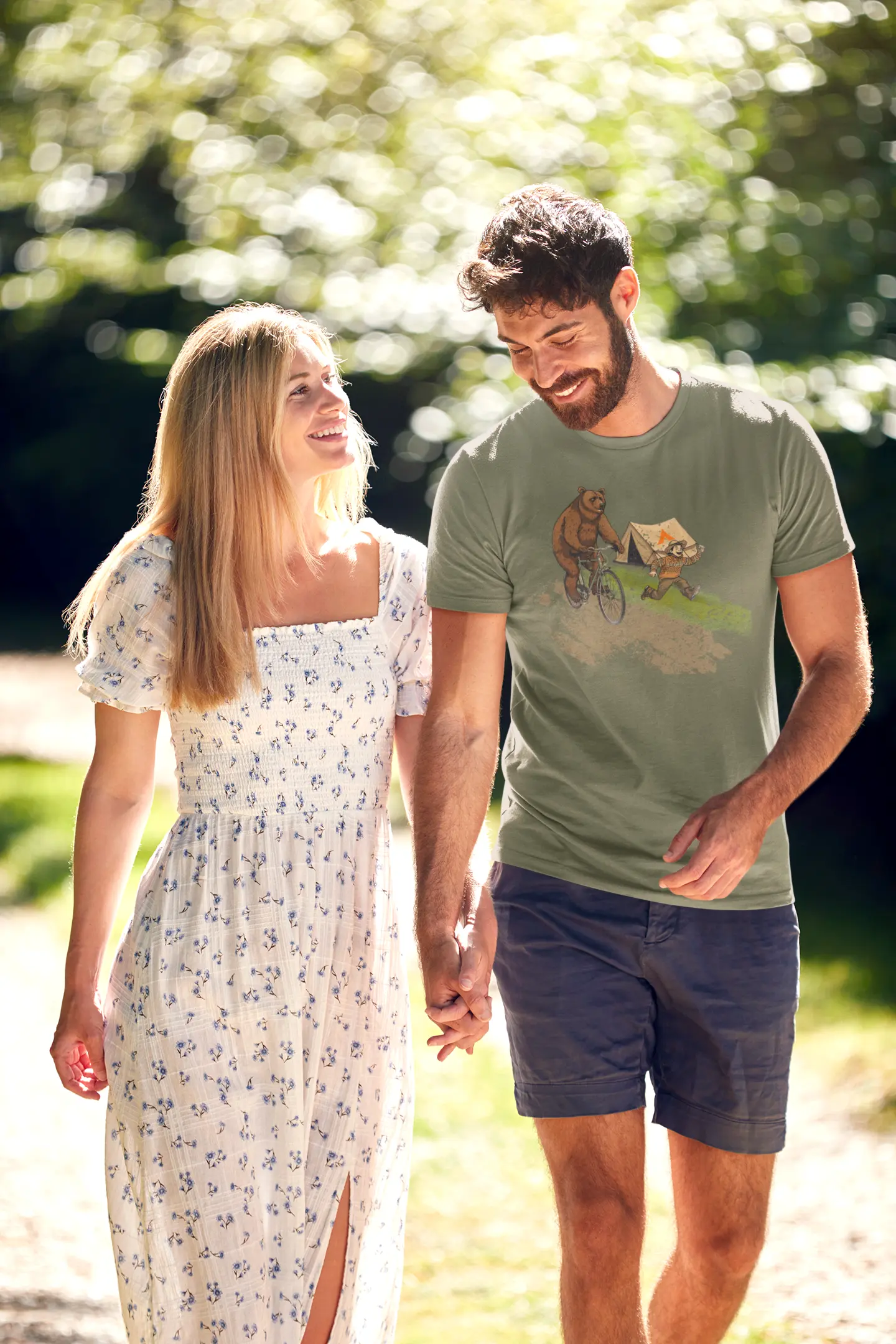 Tent Society the Bear Riding My Bike Unisex TShirt Printify