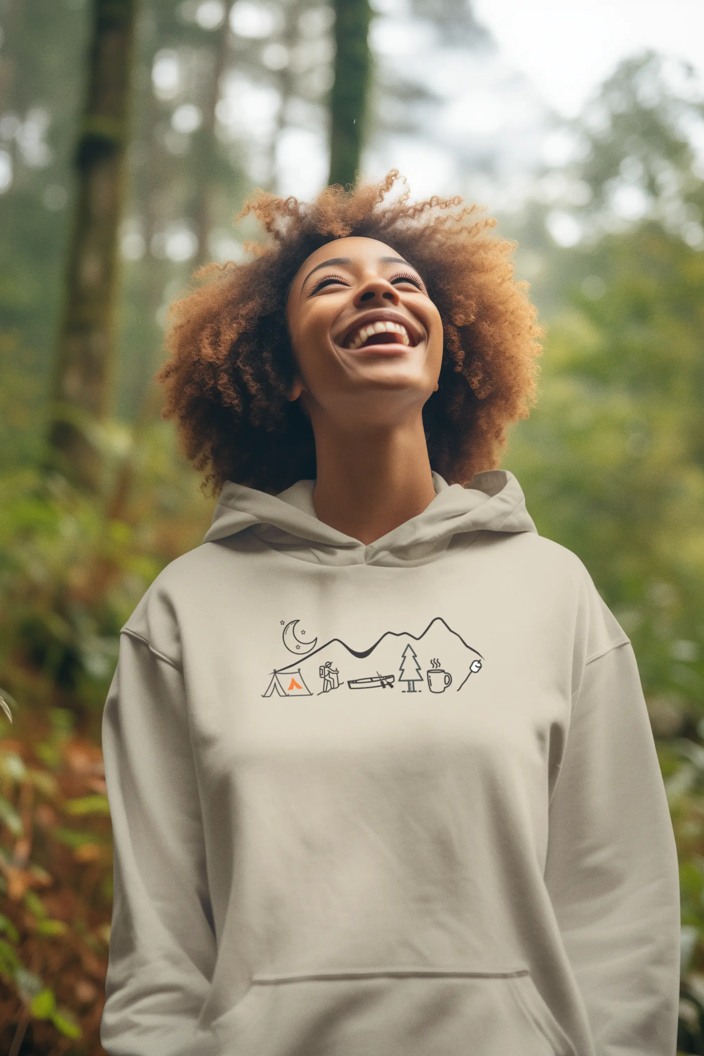 Tent Society Minimalist Mountain Camping Unisex Hoodie Printify