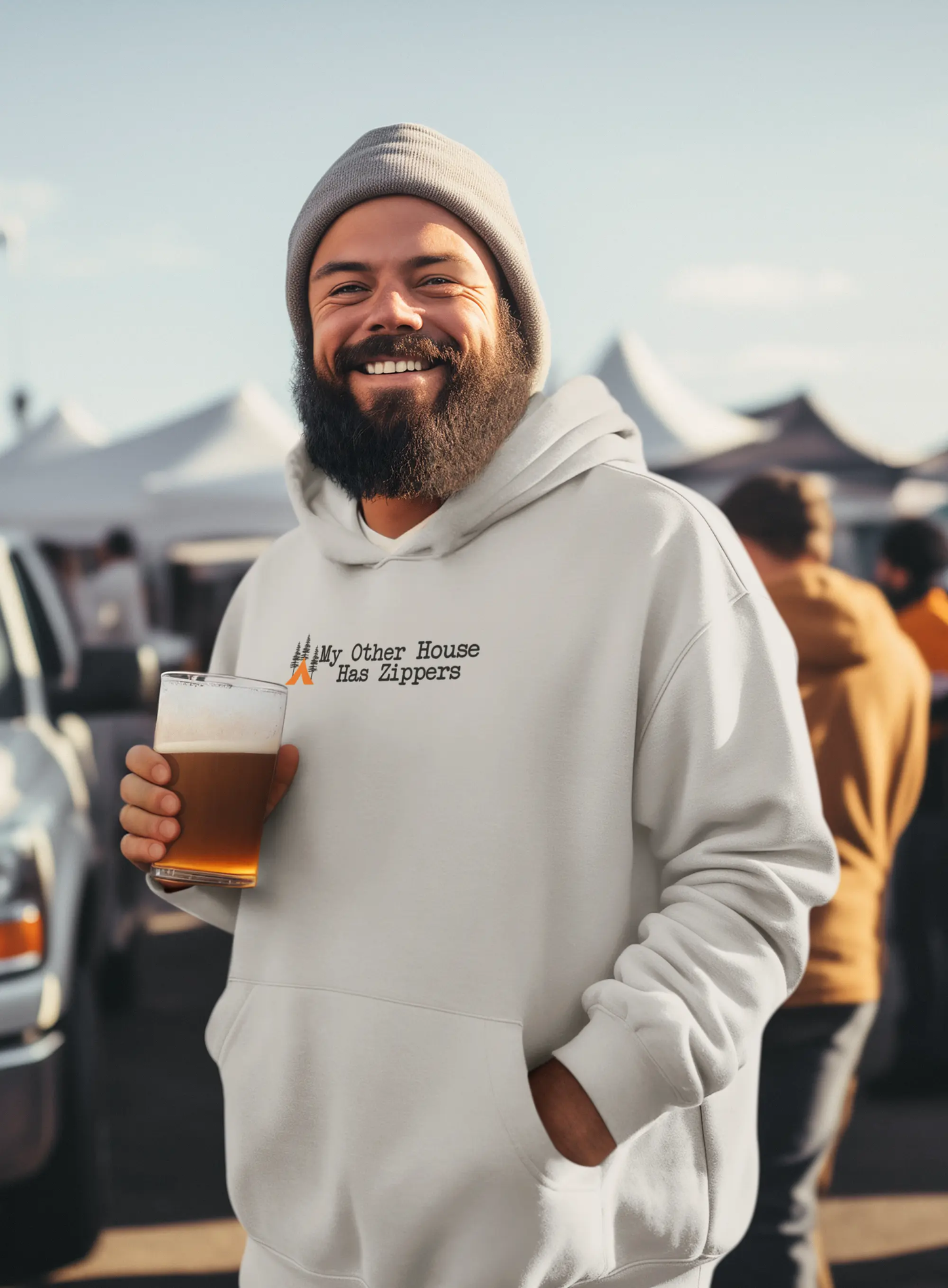 Tent Society My Other House Has Zippers Hoodie Printify