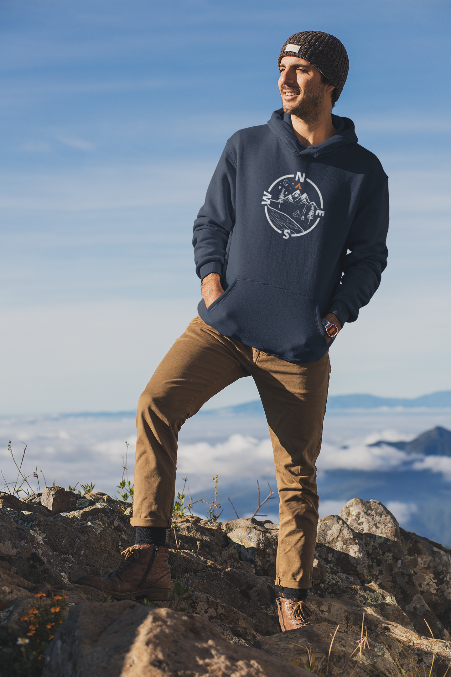 Tent Society Find Your Way Compass Camping Unisex Hoodie Printify