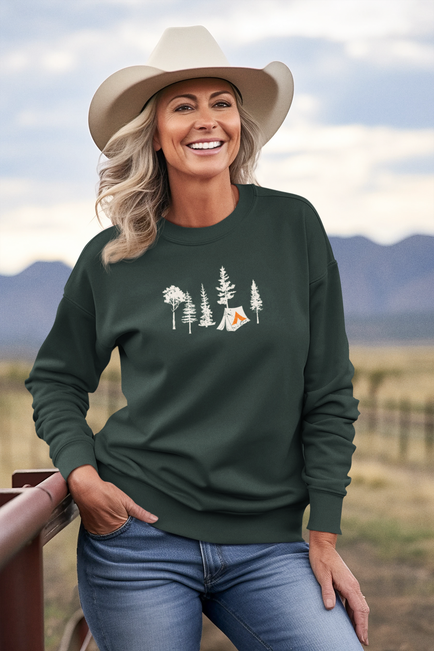 Tent Society Forest With Tent Unisex Hiking Sweatshirt