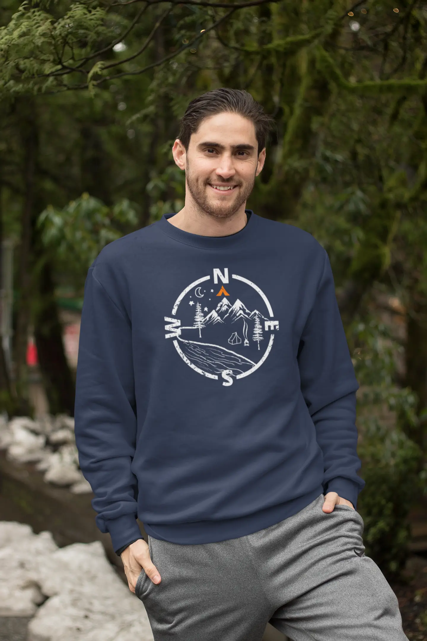 Tent Society Find Your Way Compass Camping Unisex Sweatshirt Printify