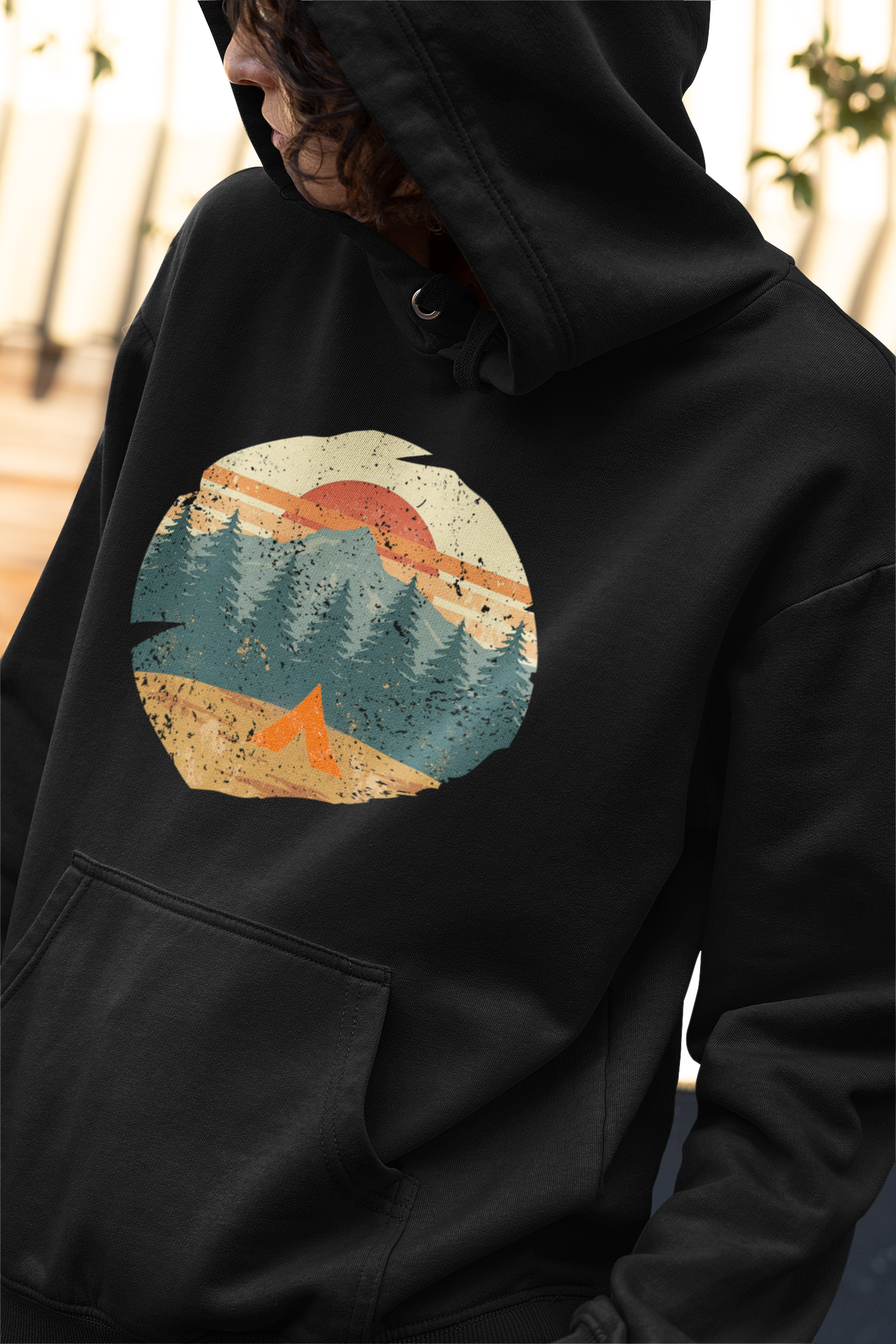 Tent Society Retro Mountian Scene Unisex Hoodie Camping - Tent Society