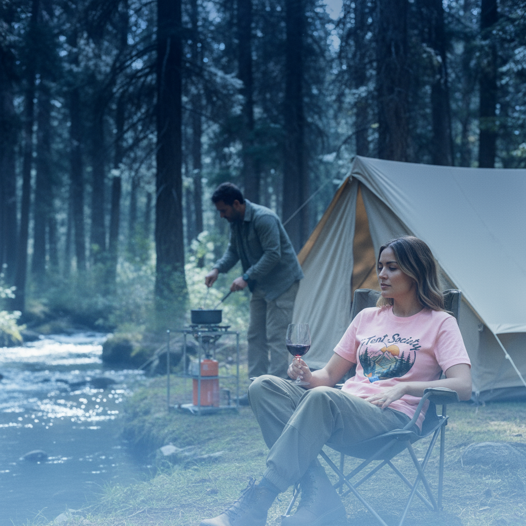 Tent Society Heart Funny Camping Shirts Women