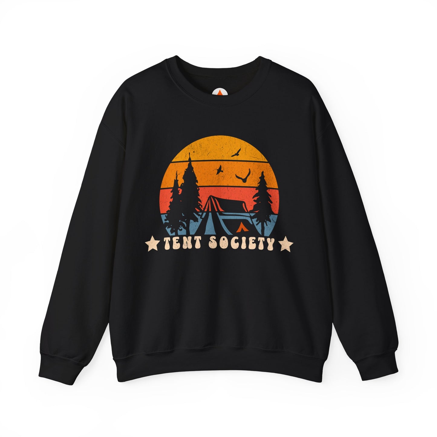 Tent Society Retro Sunset Tent Camping Themed Sweatshirt