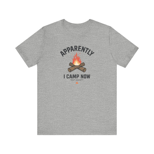 Tent Society First Time Camper Funny Camping Tshirt