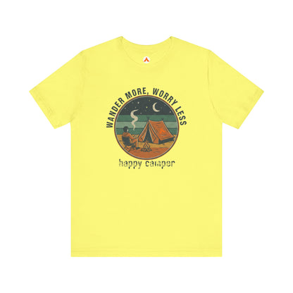 Tent Society Wander More, Worry Less Unisex Funny Camping Tee Shirts