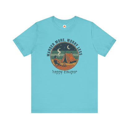 Tent Society Wander More, Worry Less Unisex Funny Camping Tee Shirts