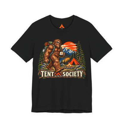 Tent Society Bigfoot Camping T-Shirt – Vintage Sasquatch Outdoor Adventure Graphic Tee
