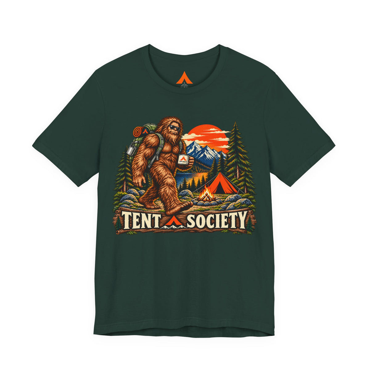 Tent Society Bigfoot Camping T-Shirt – Vintage Sasquatch Outdoor Adventure Graphic Tee