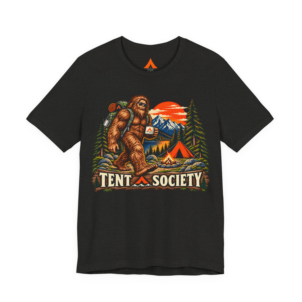 Tent Society Bigfoot Camping T-Shirt – Vintage Sasquatch Outdoor Adventure Graphic Tee