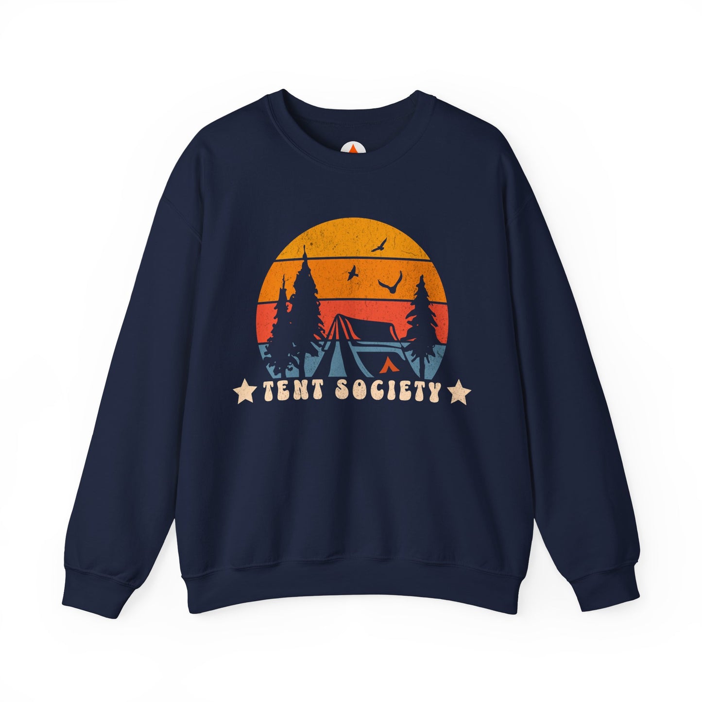 Tent Society Retro Sunset Tent Camping Themed Sweatshirt
