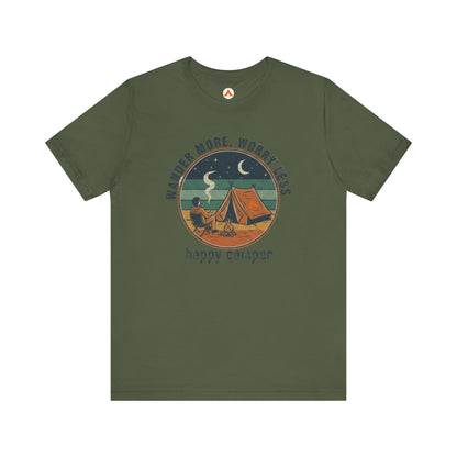 Tent Society Wander More, Worry Less Unisex Funny Camping Tee Shirts