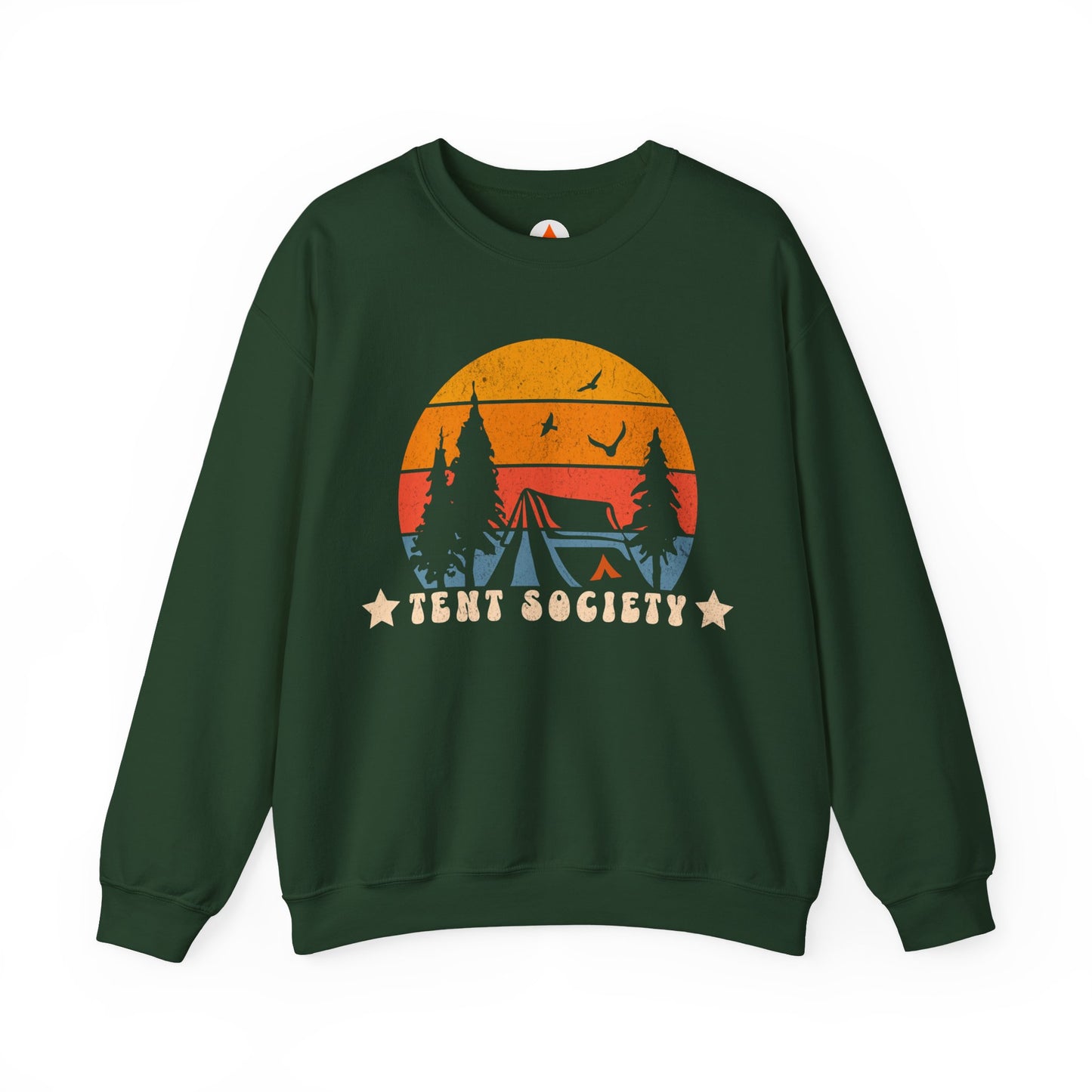 Tent Society Retro Sunset Tent Camping Themed Sweatshirt