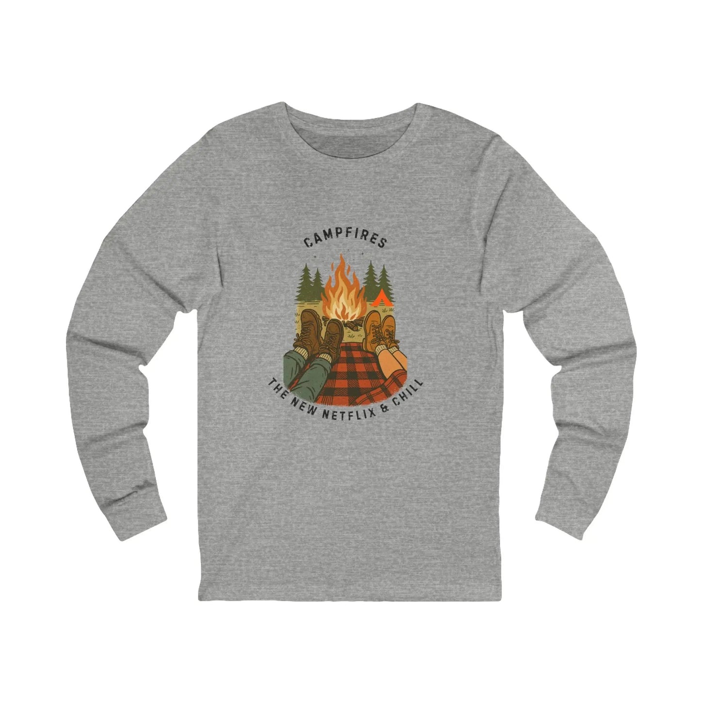 Tent Society Campfires the New Netflix and Chill Unisex Long Sleeve Tee Printify