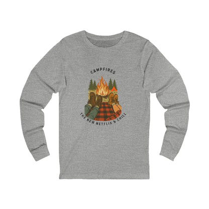 Tent Society Campfires the New Netflix and Chill Unisex Long Sleeve Tee Printify