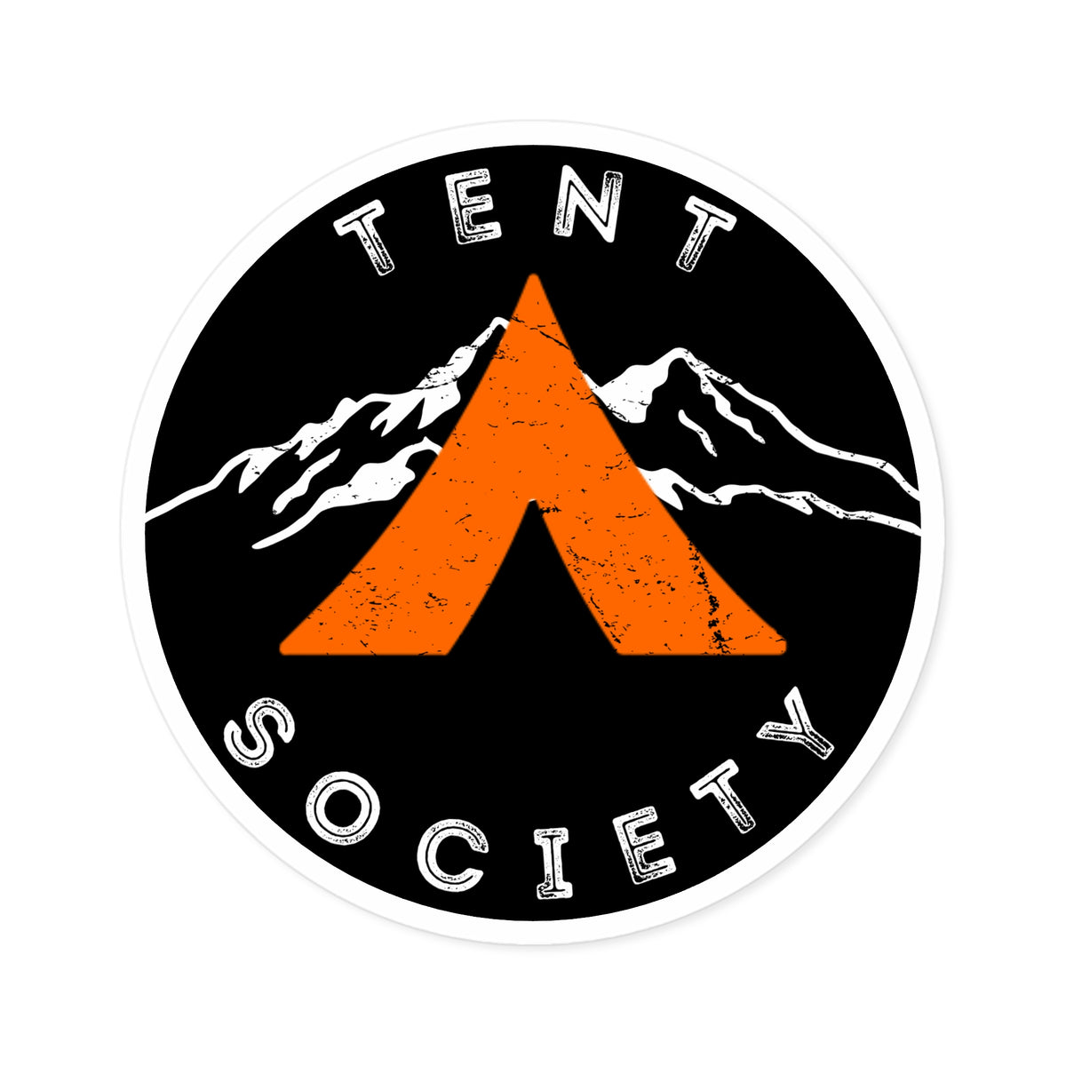 Tent Society Round Sticker — Outdoor Camping Logo Sticker (Indoor/Outdoor)