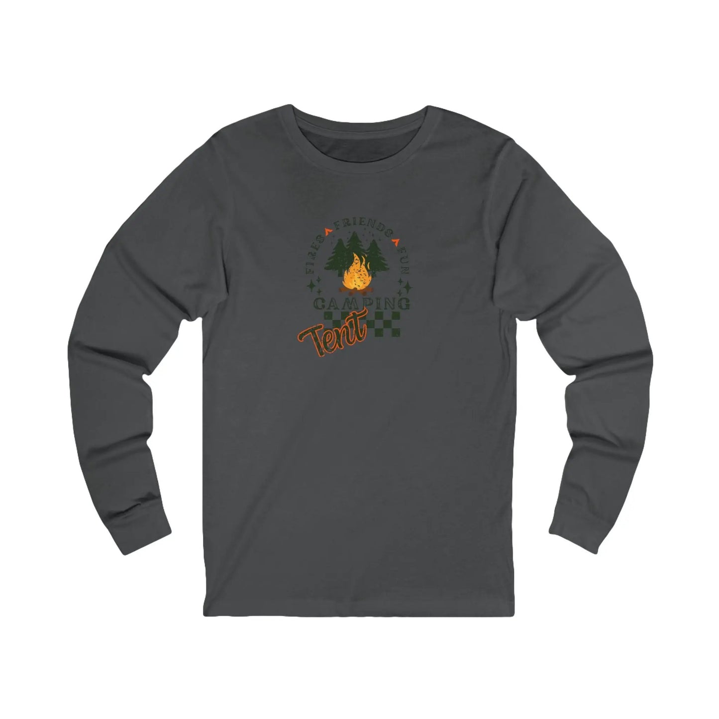 Tent Society Fires Friends Fun Camping Long Sleeve Tee Printify