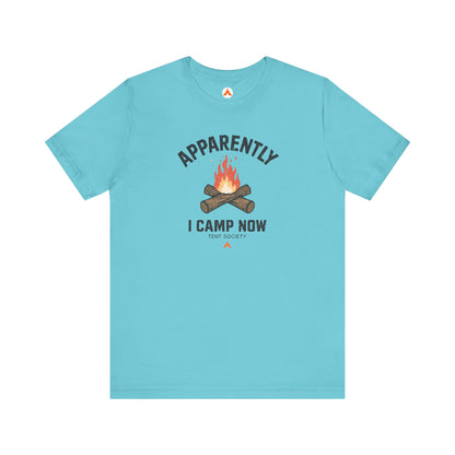 Tent Society First Time Camper Funny Camping Tshirt