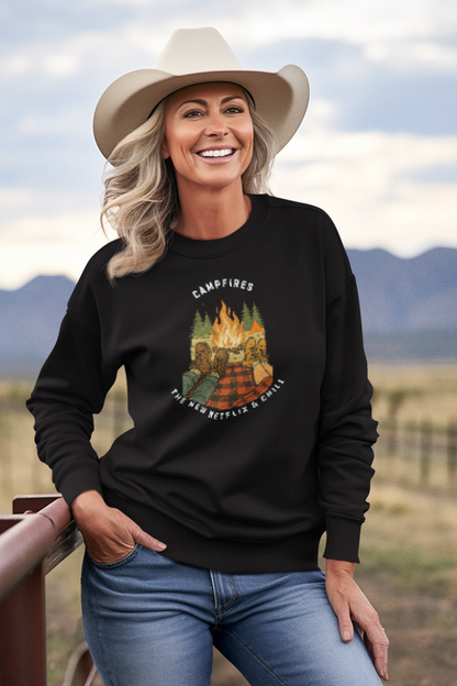 Tent Society Campfires the New Netflix and Chill Unisex Sweatshirt Printify