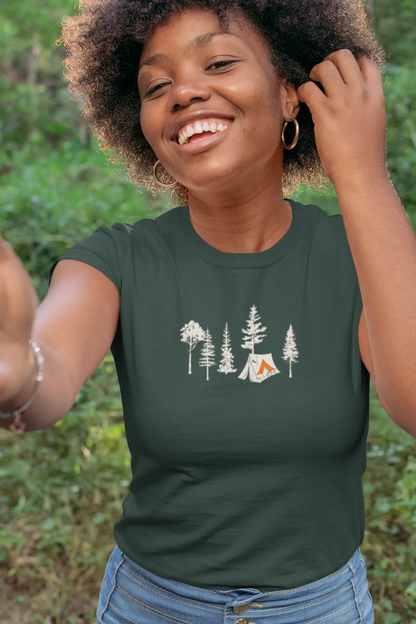 Tent Society Forest With Tent Unisex TShirt Printify