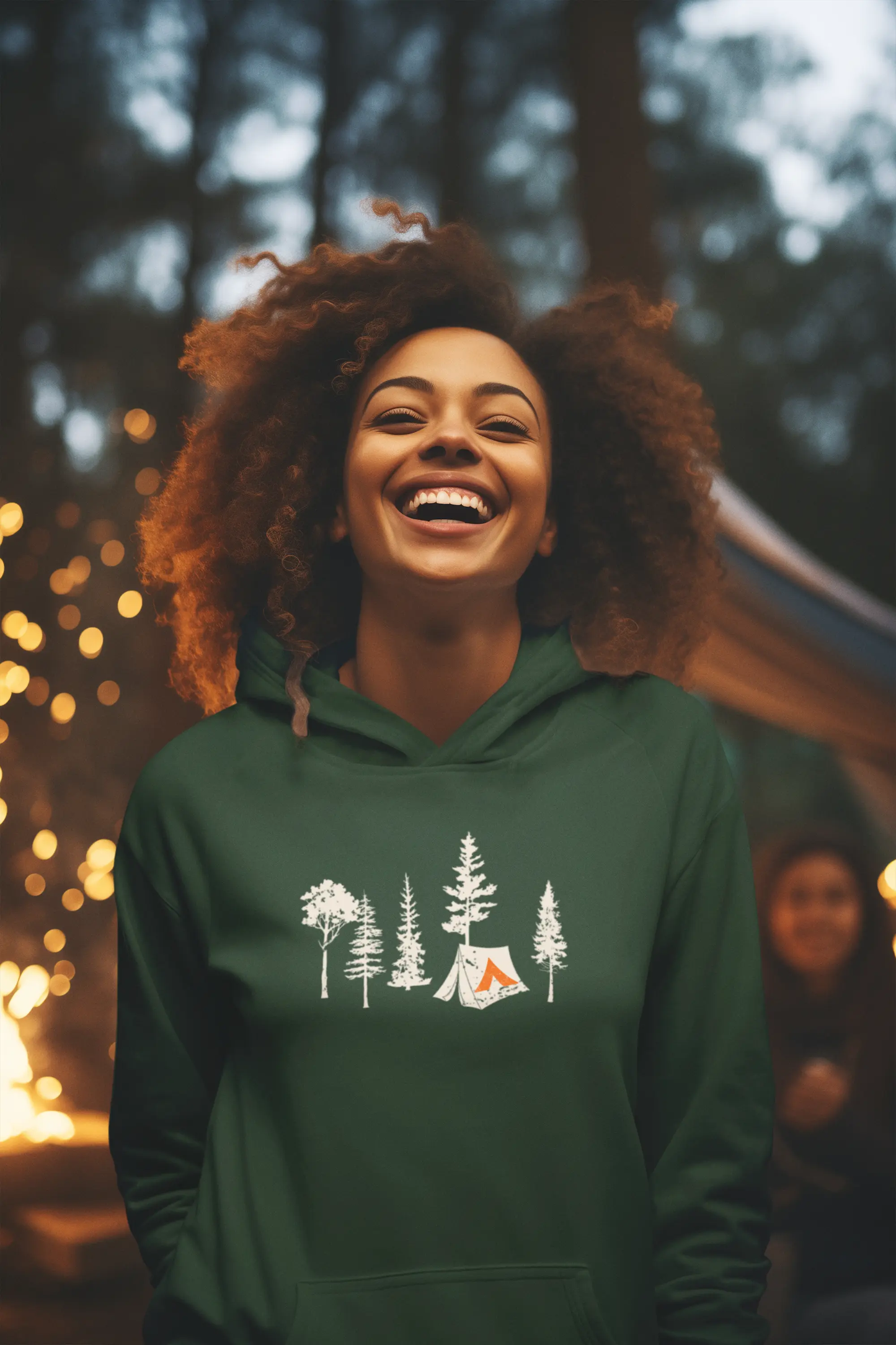 Tent Society Forest With Tent Unisex Hoodie Printify