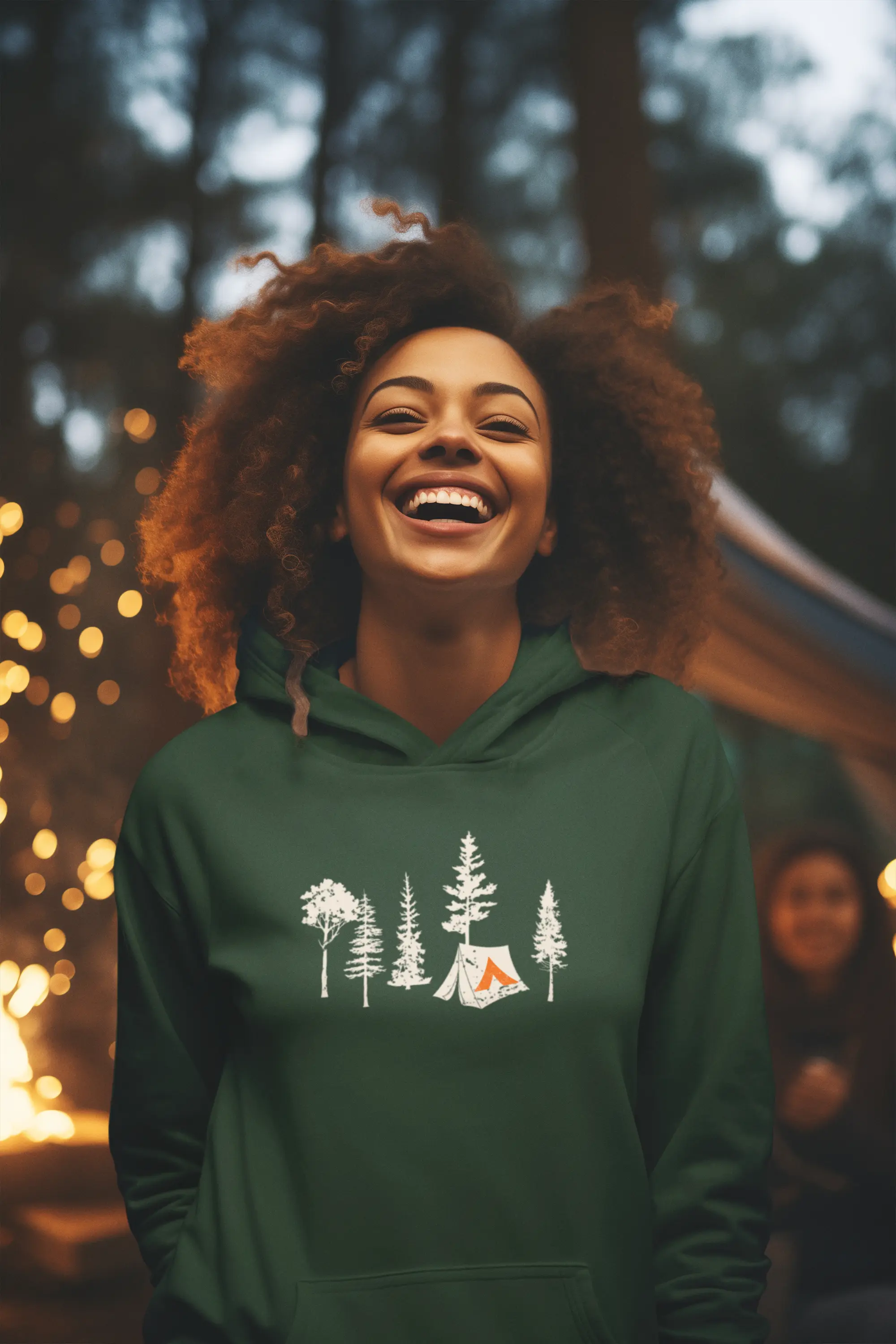 Tent Society Forest With Tent Unisex Hoodie Printify