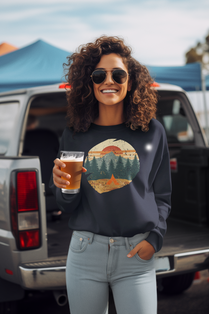 Tent Society Retro Mountain Scene Unisex Camping Life Sweatshirt - Tent Society