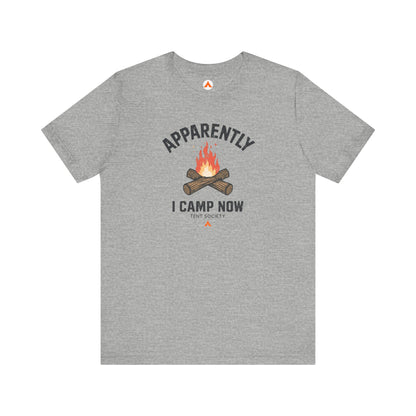 Tent Society First Time Camper Funny Camping Tshirt