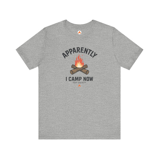 Tent Society First Time Camper Funny Camping Tshirt