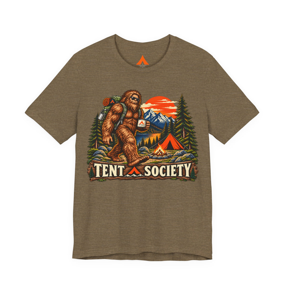 Tent Society Bigfoot Camping T-Shirt – Vintage Sasquatch Outdoor Adventure Graphic Tee