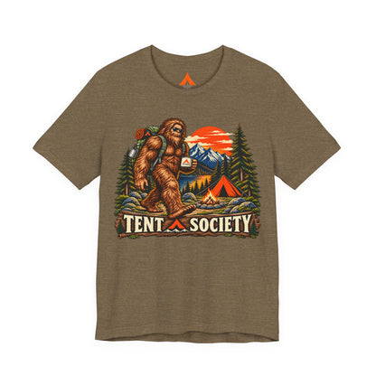 Tent Society Bigfoot Camping T-Shirt – Vintage Sasquatch Outdoor Adventure Graphic Tee