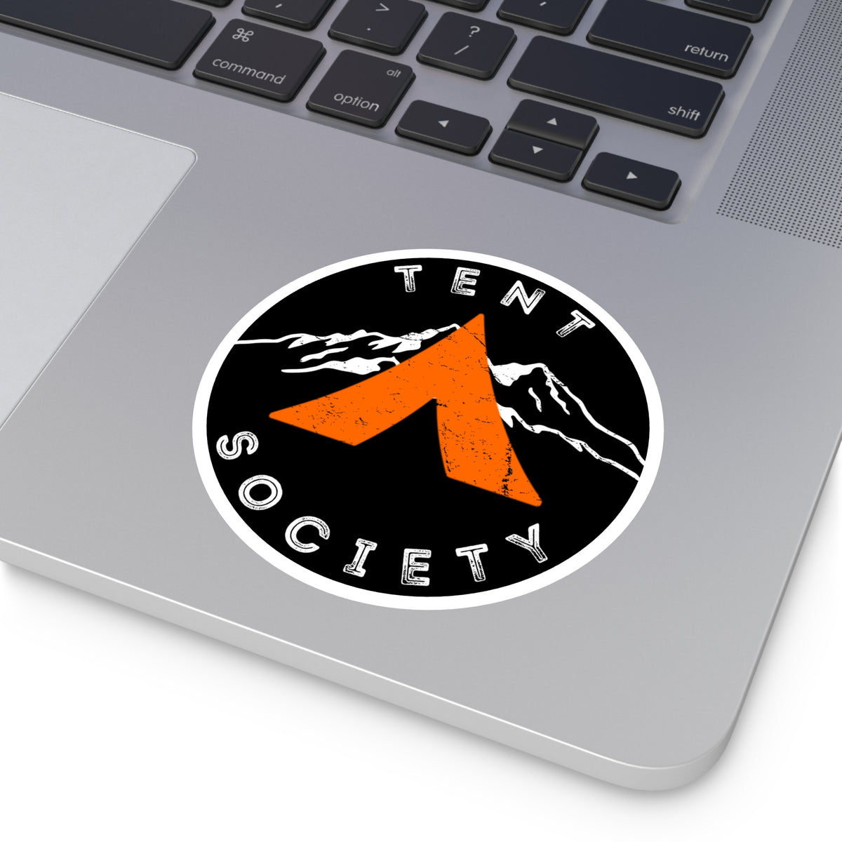 Tent Society Round Sticker — Outdoor Camping Logo Sticker (Indoor/Outdoor)