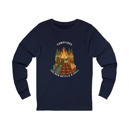 Tent Society Campfires the New Netflix and Chill Unisex Long Sleeve Tee Printify