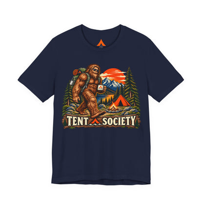 Tent Society Bigfoot Camping T-Shirt – Vintage Sasquatch Outdoor Adventure Graphic Tee