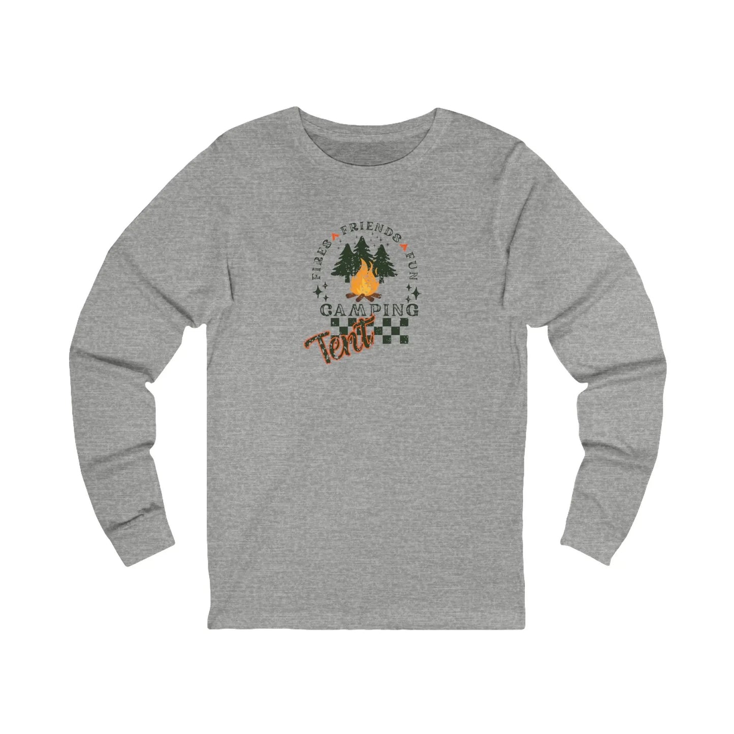 Tent Society Fires Friends Fun Camping Long Sleeve Tee Printify