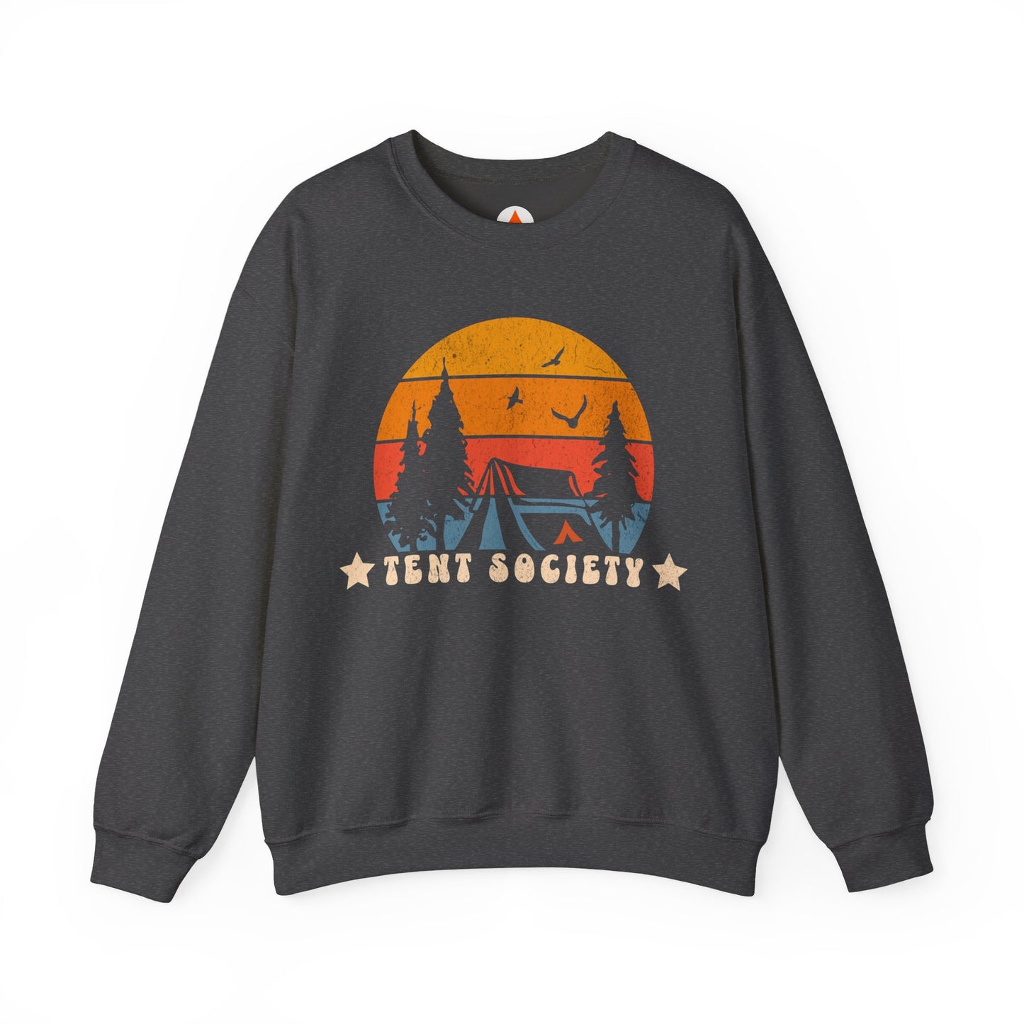 Tent Society Retro Sunset Tent Camping Themed Sweatshirt