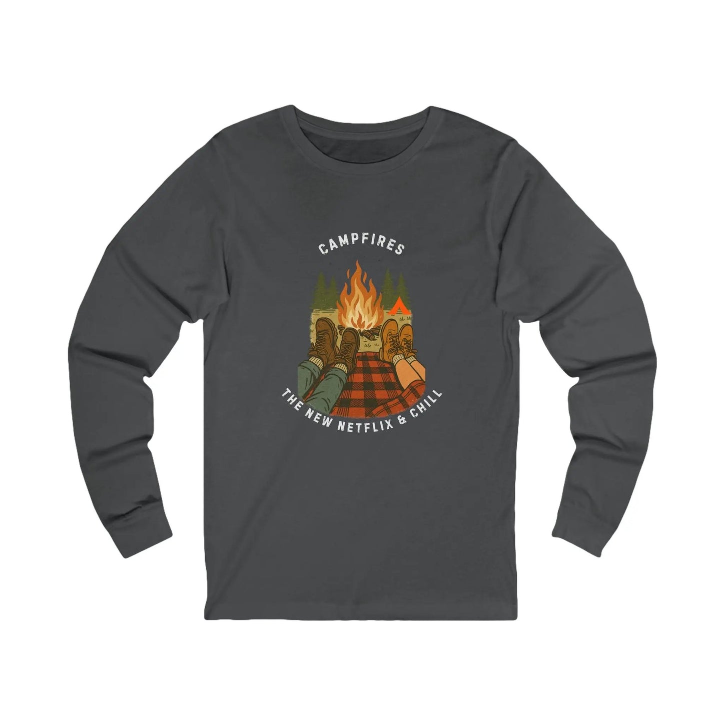 Tent Society Campfires the New Netflix and Chill Unisex Long Sleeve Tee Printify