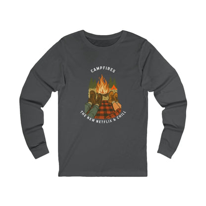 Tent Society Campfires the New Netflix and Chill Unisex Long Sleeve Tee Printify