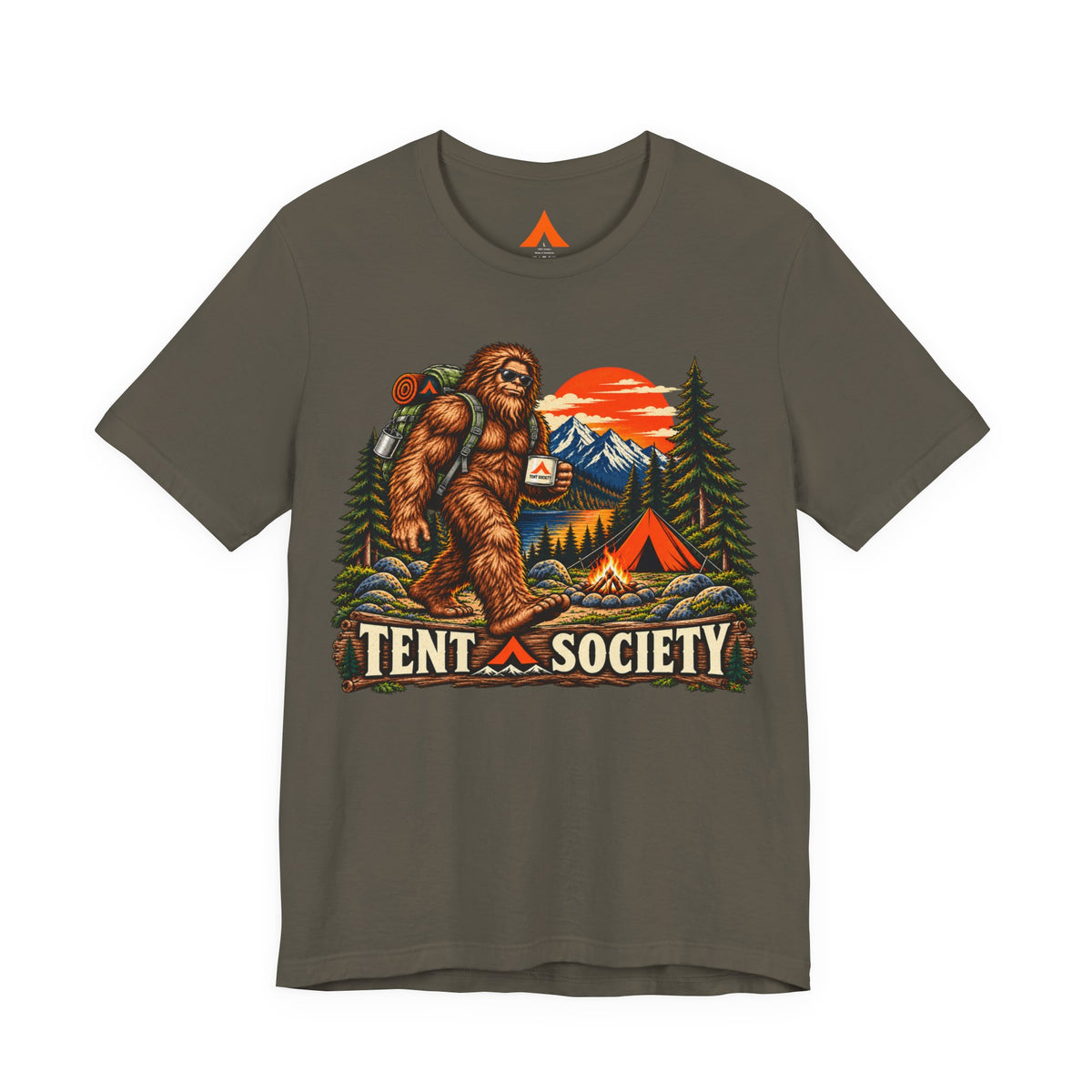 Tent Society Bigfoot Camping T-Shirt – Vintage Sasquatch Outdoor Adventure Graphic Tee