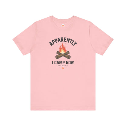 Tent Society First Time Camper Funny Camping Tshirt