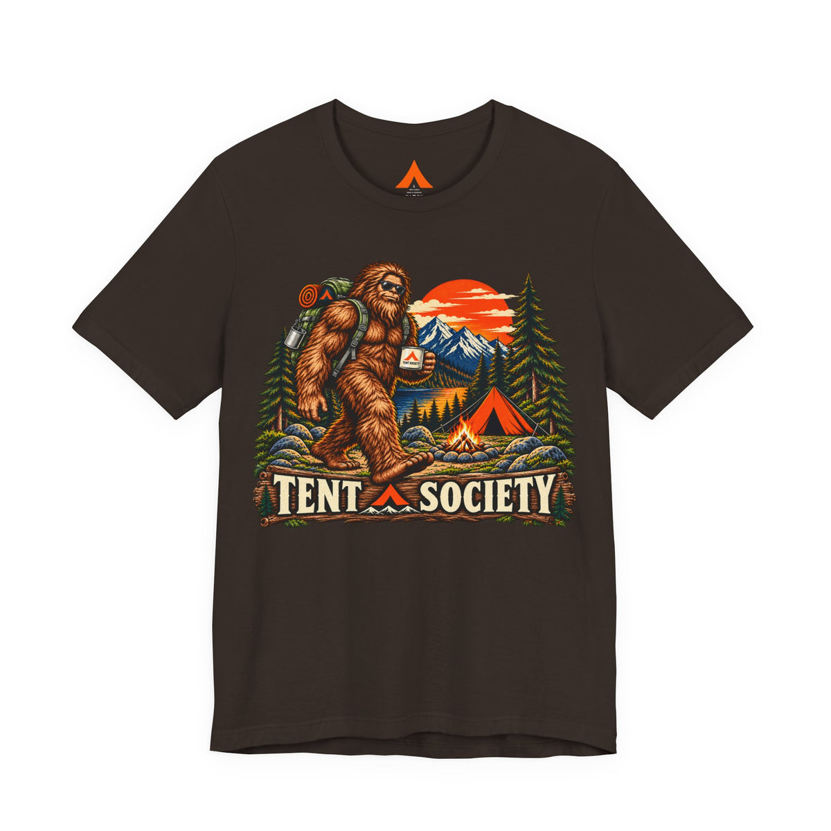 Tent Society Bigfoot Camping T-Shirt – Vintage Sasquatch Outdoor Adventure Graphic Tee