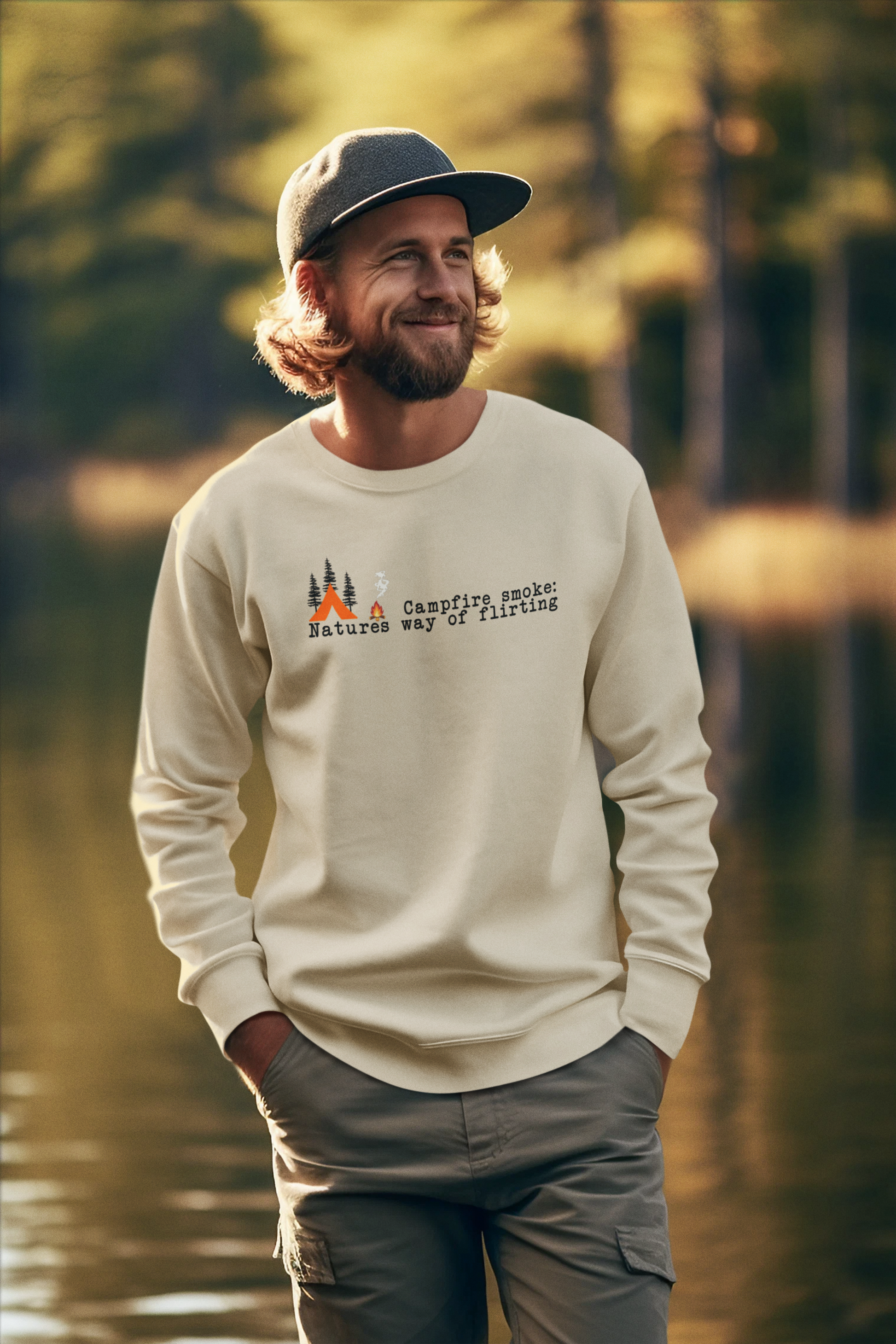 Tent Society Campfire Smoke Flirting Unisex Sweatshirt Printify