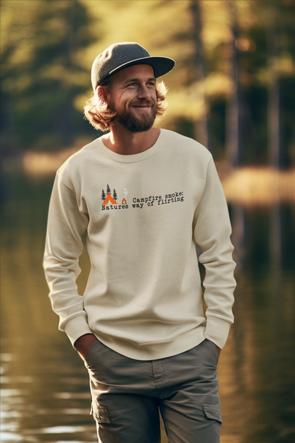 Tent Society Campfire Smoke Flirting Unisex Sweatshirt Printify